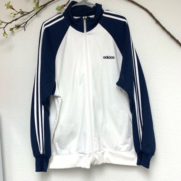 blue and white adidas jacket